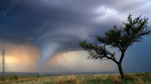 Funnel Formation Shows Cold Air Currents Descending in a Stormy Sky