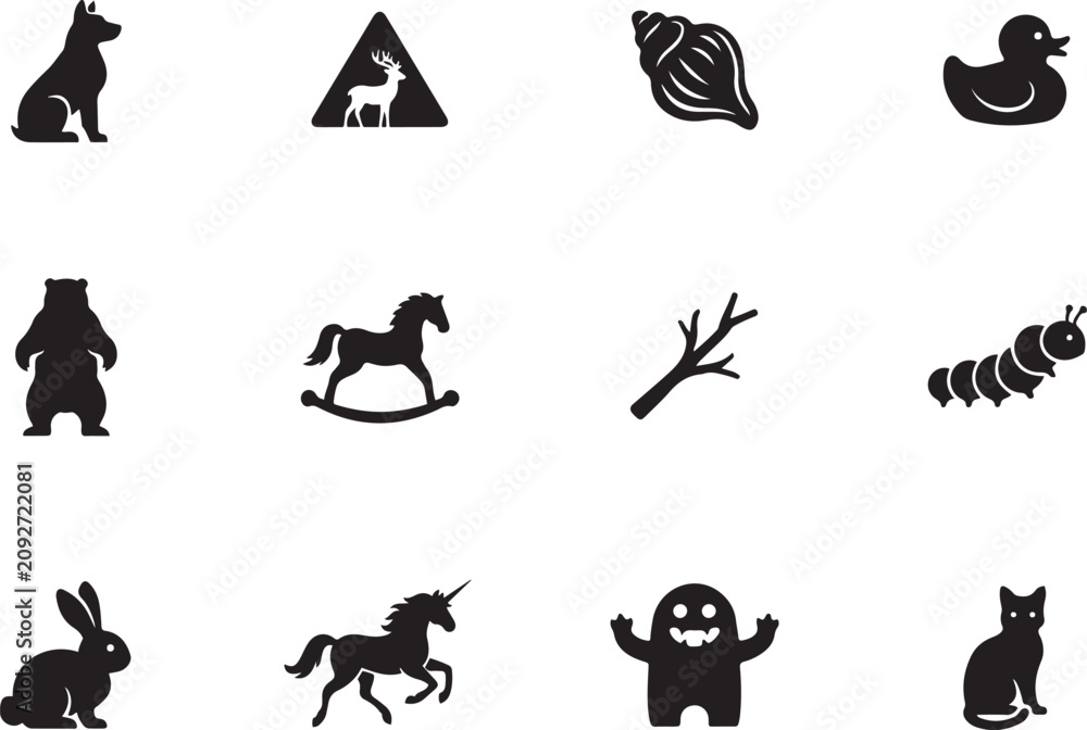 Obraz na plátně Solid vector icon set