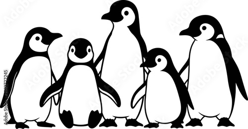 Fotografie Collection of small emperor penguin chicks with cold weather wildlife antarctic