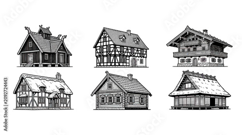 Photos Vintage European Architecture: Collection of Historic Houses and Buildings