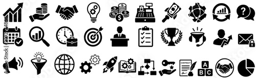 Professional Business Finance and Marketing Management Vector Icon Set