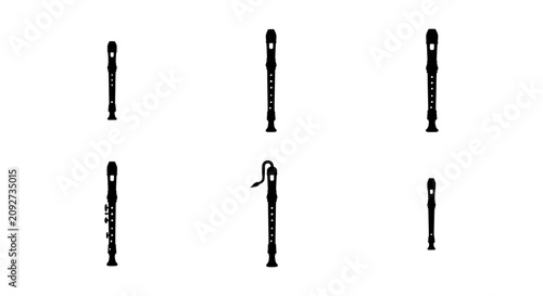 Foto Recorder Collection, Musical Instrument Icons, Woodwind Vector Set