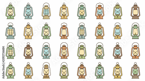 Φωτογραφία Illustration of 36 penguins standing in six rows with various colored patterns o