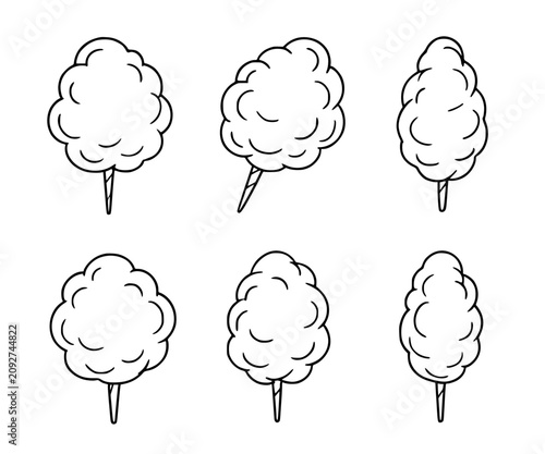 Photos Cotton candy minimalist icon set in outline design