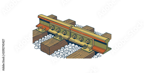 Foto Railroad Track Section Vector Illustration