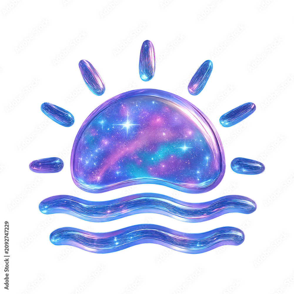 Fototapeta premium PNG Celestial sunrise over waves