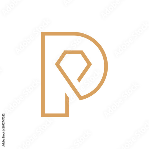 Letter P diamond creative minimal logo design