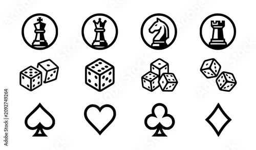 Canvastavla Modern abstract classic board game symbol vector clipart set with minimalist cle