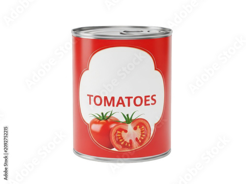 A can of tomato sauce with a red label and white text on a white background