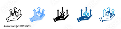 Profit web icon with multiple style collection