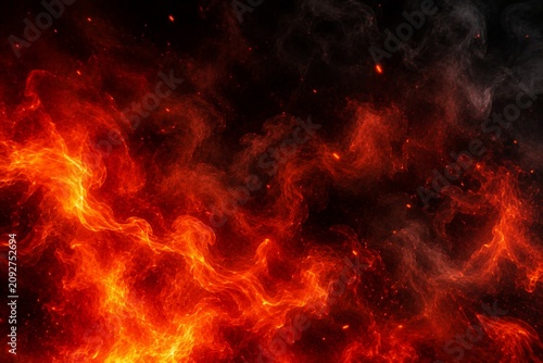 Blazing Fire Storm Background with Burning Flames and Glowing Heat