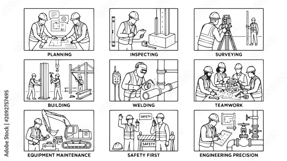 Fototapeta premium Engineering Process Illustration Collection