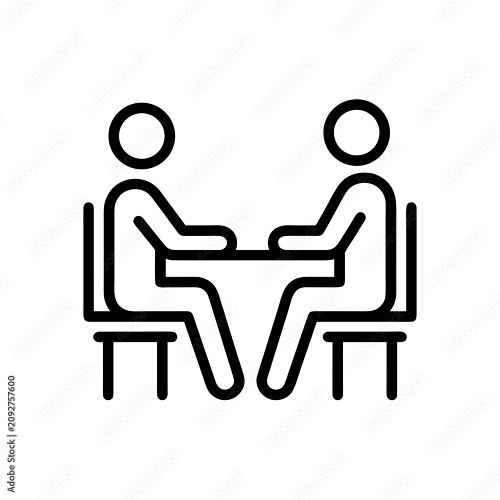 Fototapeta premium Person sitting across interview icon