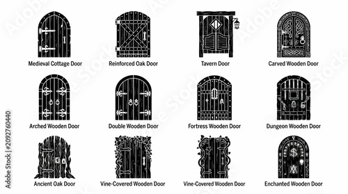 Medieval Castle Wooden Doors and Gates.