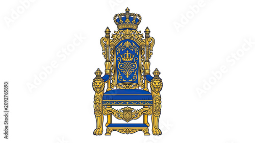 Tableau sur toile Ornate Royal Throne Chair with Crown and Lion Embellishments