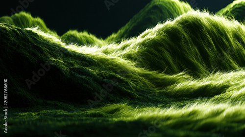 3d moss wave texture isolated on transparent background