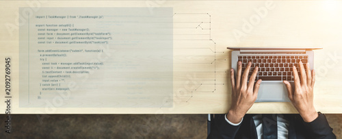 Fotografija Script programming for task manager user interface, handling form submission, in