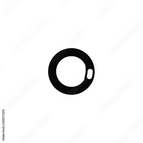 Billede på lærred Circular object with notch black silhouette on white background
