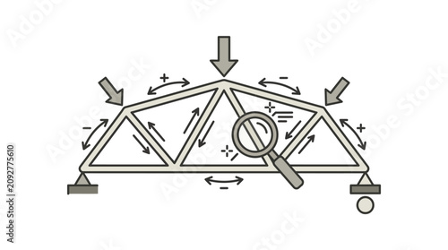 Bild auf Leinwand Professional of Structural Force Distribution in a Triangle Frame with Loads and