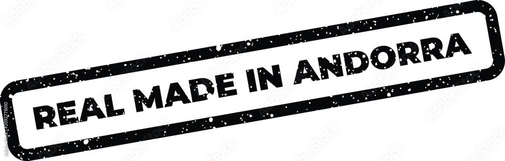 Fototapeta premium Authentic rubber stamp texture with the phrase real made in andorra inside a rectangular border