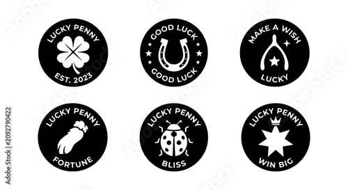 Tableau sur toile Good Luck Symbols, Lucky Penny Icons, Fortune & Bliss Vector Set