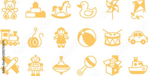 Принти на полотні Collection of childhood toy icons for children play and education with childhood