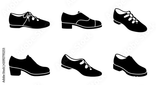 Foto Classic Oxford & Brogue Shoe Icons, Formal Footwear Silhouettes