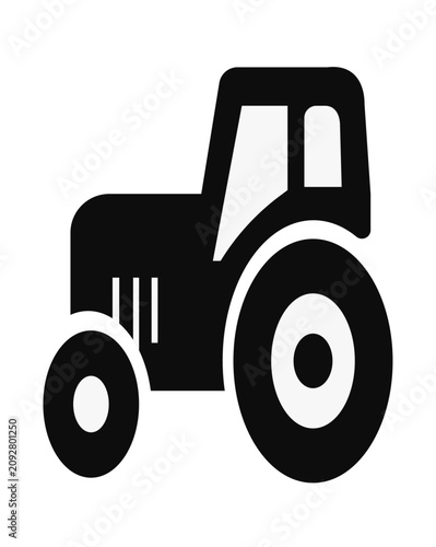 Black and White Minimalist Tractor Icon for Agricultural Themes