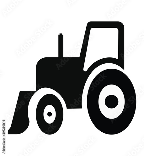 Black and White Tractor Illustration Suitable for Agriculture Themes