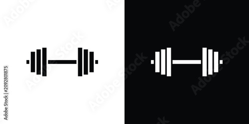 Fotografie Barbell icon in black and white, best for Gaphic Design