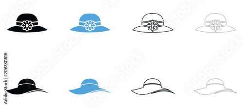 Φωτογραφία Wide brimmed hat with floral embellishment vector icon, stylish women hat symbol