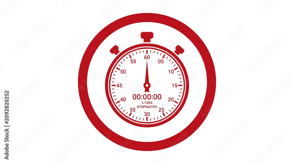 Naklejka premium Red Stopwatch Icon Symbol