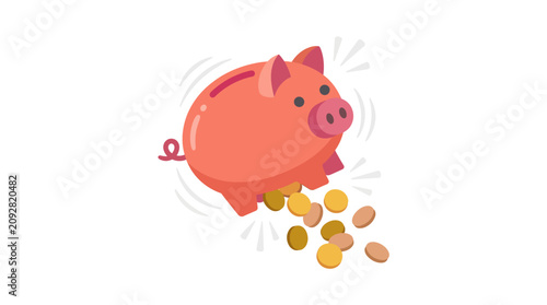 Piggy Bank Losing Coins Vector Illustration