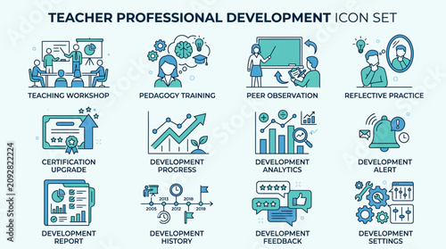 Teacher Professional Development Icon Set Collection.