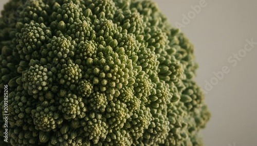 Close-up of Green Broccoli Floret with Detailed Texture and Natural Lighting