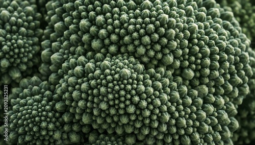 Close-up of Green Broccoli Florets with Detailed Texture and Natural Lighting for Healthy Food Marketing