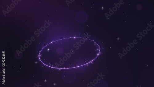 Schilderij op canvas Purple glowing ring with sparkles in starry night sky