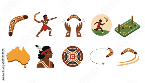 Принти на полотні Australian Aboriginal Boomerang Symbols.