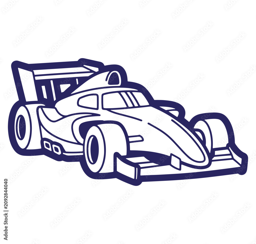 Fototapeta premium Simple vector illustration of a modern formula one race car design in blue