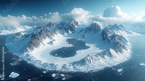 Glacial landscape aerial view