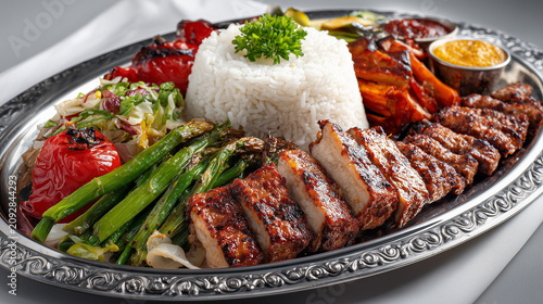 Juicy Grilled Chicken Breast with Roasted Vegetables and Fresh Salad on Plate Gourmet Healthy Dinner Meal