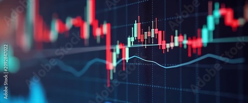 Stock market candlestick chart with financial data analysis