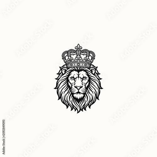 Lion King Mascot Logo with Royal Crown Vector