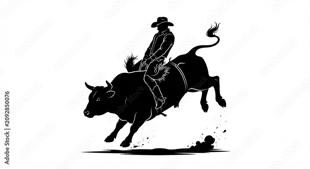 Naklejka premium bull rider silhouette western rodeo design
