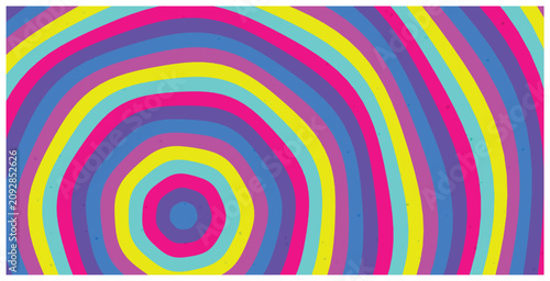 Obraz na plátně Abstract circular rainbow stripes with vibrant colors and retro influence