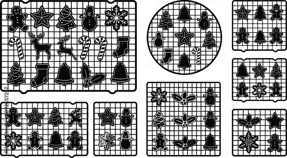 Fototapeta premium Floral patterns in grid background design