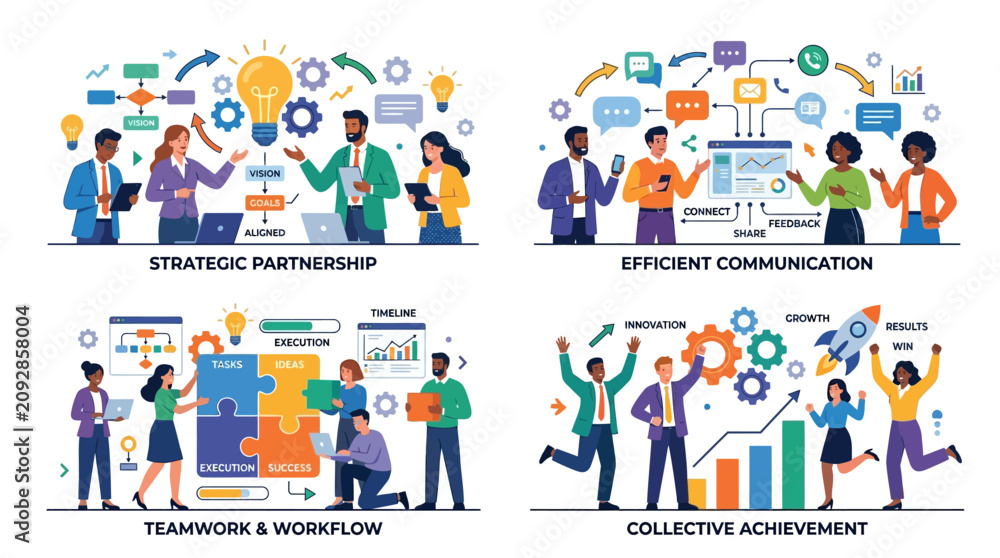 Fototapeta premium Business team collaboration achieves efficient communication and collective success