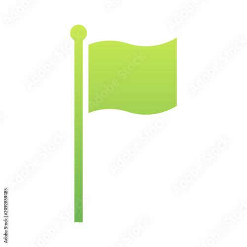 Green flag icon on pole for goal achievement