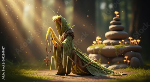 Mystical Forest Elf in Ethereal Green Light.