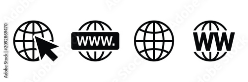 Website web icon collection, browser, homepage, domain, internet and webpage symbols, user interface navigation graphics, responsive web development elements, modern flat vector illustration design